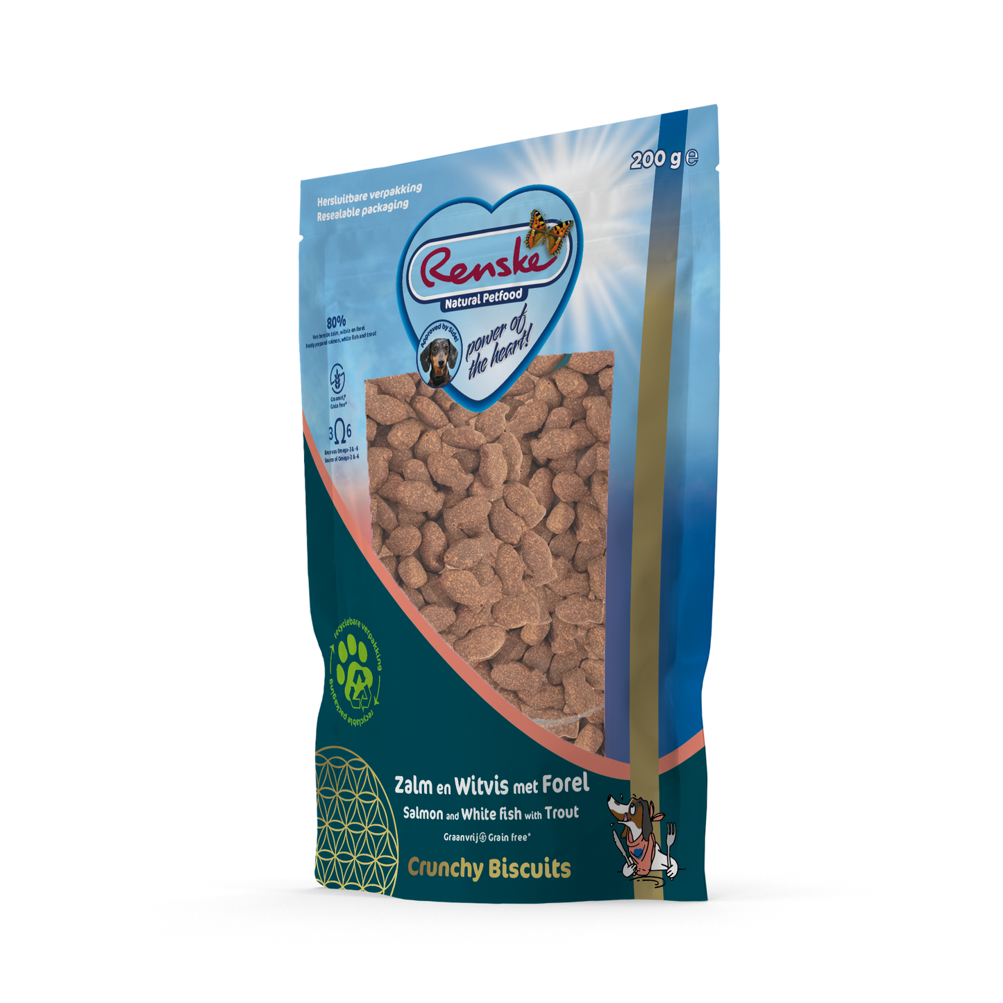 Renske Gezonde Beloningen Crunchy Zalm met Witvis&Forel beloningskoekjes 200g