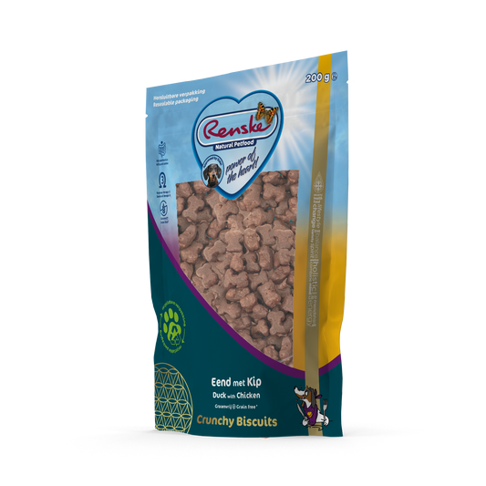 Renske Gezonde Beloningen Crunchy Eend&Kip beloningskoekjes 200g