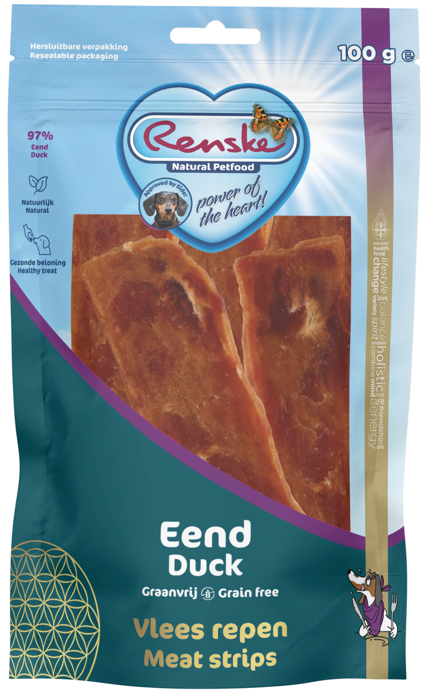 Renske Gezonde Beloningen Vlees Repen Eend 100g